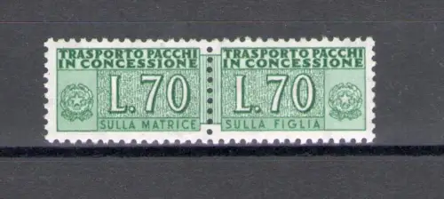 1966 Italien, Republik, Konzessionspakete 70 Lire grün Nr. 15 - postfrisch **