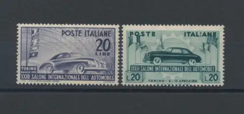 1950-51 Italien, Republik, 32.+33. salone dell'Auto Torino, # 617- 655, MNH **