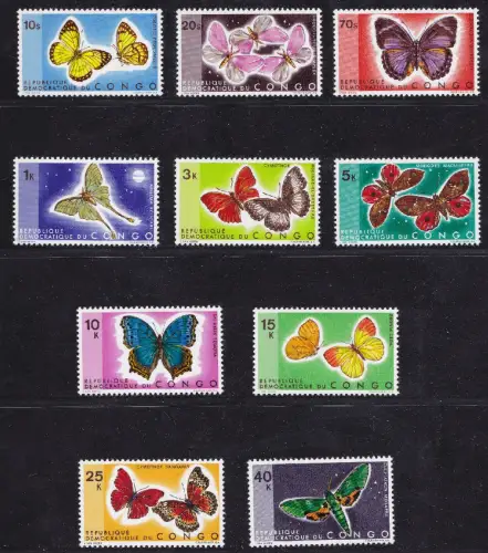 1971 REPUBLIK KONGO, Schmetterlinge COB 763/772 10 Werte MNH/**