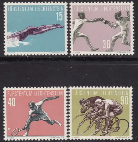 1958 LIECHTENSTEIN, Nr. 327/330 - Sport - postfrisch**