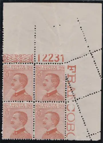 1925 ITALIEN - KÖNIGREICH, Nr. 183 Block von 4 MNH / **