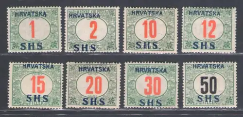 1918 S.H.S. - Serbisch-Slowenisch-Kroatischer Staat, Steuermarken Nr. 1/8 - MNH**