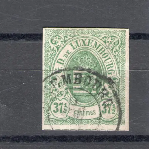 1859 - 63 LUXEMBURG - Nr. 10 - 37 1/2c. grün GEBRAUCHT Abkürzung Alberto Diena