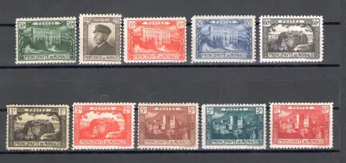 1922-24 MONACO Nr. 54/64 Bildnis von Prinz Albert I. und Ansichten 11 Werte postfrisch **
