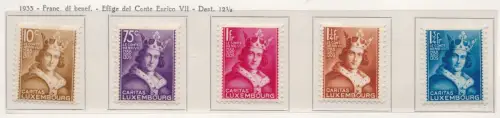 1933 LUXEMBURG - Caritas Heinrich VII. - n. 244/248 5 Werte postfrisch**