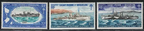 1971 Saint Pierre et Miquelon, Yvert # 414/16, Kriegsschiffe, postfrisch**