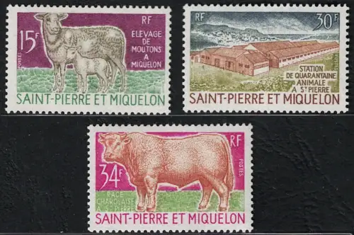 1970 Saint Pierre et Miquelon, Yvert # 407/09, Allevamenti, postfrisch **