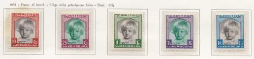 1931 Luxemburg Nr. 234/238 Caritas Pro Kindheit 5 Val. MNH**