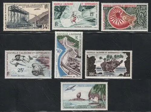 1955-62 Nouvelle Caledonie, Serie Ordinaria Posta Aerea Yvert # 66/72, MNH **