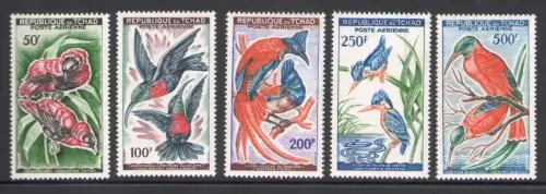 1961-63 Tschad Republik - Yvert Katalog Luftpost Nr. 2-6 - Vögel - 5 Werte - postfrisch **