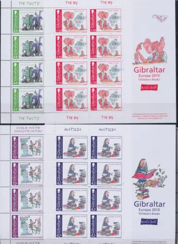 2010 EUROPA CEPT, Gibraltar, 4 Kleinblätter à 8, Kinderbücher, postfrisch **