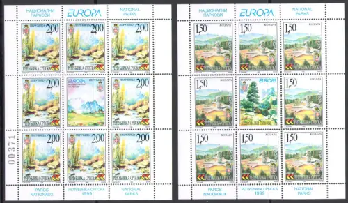 1999 EUROPA CEPT, Bosnien Serbien, 2 Kleinblätter 8 Werte - postfrisch **