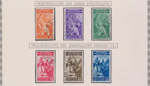 1935 Vatikan, Internationaler Rechtskongress Nr. 41/46, 6 Werte gebraucht