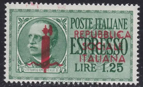 1944 Italienische Sozialrepublik, Espresso Lire 1,25 # 21i, postfrisch **