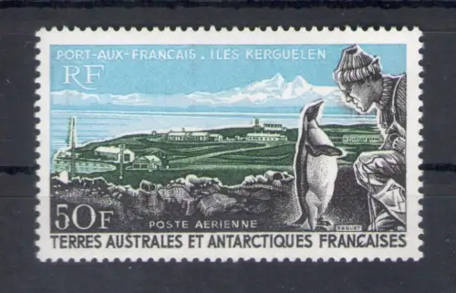 1968 TAAF, FRANZÖSISCHE ANTARKTIS, Mann mit Pinguin, Luftpost Yvert Nr. 14, postfrisch **