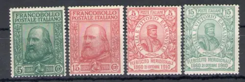 1910 Italien - Garibaldi, Sachsen Nr. 87-90, 4 Werte, postfrisch **