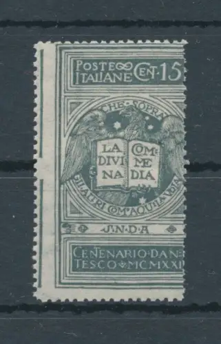 1921 Italien, Dante 15 Cent grau, nicht ausgegeben, Nr. 116A - Sorte - postfrisch **