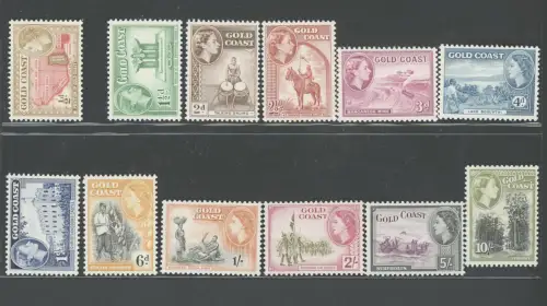 1952-54 Gold Coast, Stanley Gibbons Nr. 153-64, Elisabetta II, MNH**
