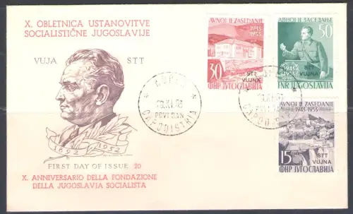 1953 Triest B - Parlament Jaice Nr. 95/97, FDC, Nicht gereist