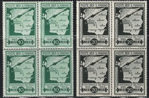 1943 San Marino, 20 Jahre Fasci Non Emessi, Posta Aerea # 32/33, MNH **
