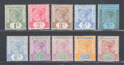1891-01 British Honduras, Stanley Gibbons n. 51/61 - MH*