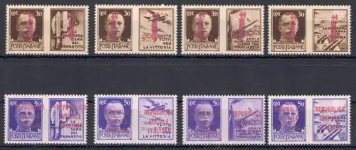 1944 Italienische Sozialrepublik, Kriegspropaganda Nr. 41/I-48/I - MNH**