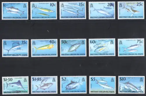 1996 Britische Jungferninseln, Pesci Yvert n. 815/29 - postfrisch**