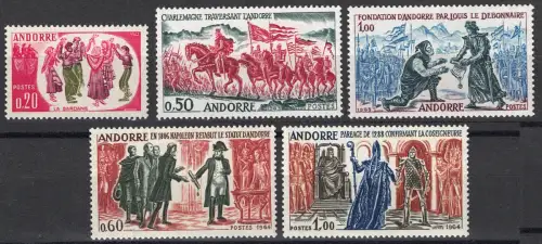 1963-64 FRANZÖSISCHES ANDORRA, # 166/70 Historische Ereignisse, postfrisch **