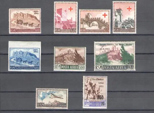 1951 San Marino, kompletter Jahrgang, postfrisch, 9 Werte - postfrisch **
