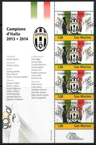 2014 San Marino, Juventus Figurierter Eckblock # 175 - MNH **