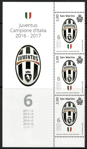 2017 San Marino, Juventus Figurierter Eckblock # 180 - MNH **