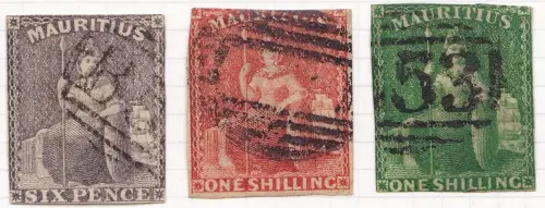 1859-61 MAURITIUS, SG Nr. 33/35 Gebraucht