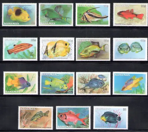 1986 Bahamas, Yvert und Tellier Katalog Nr. 602-16 - Fische - postfrisch **