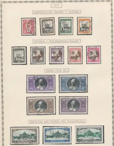 1933 Vatikan, Serie Gärten und Medaillons Nr. 19/34 + E3, E4 gebraucht gut zentriert