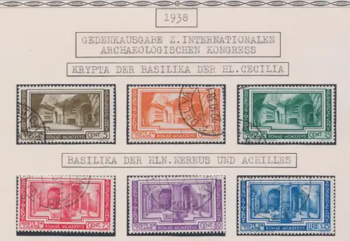 1938 Vatikan, Serie 4 Internationaler Kongress für Christliche Archäologie Nr. 55/60, 6 Werte gebraucht