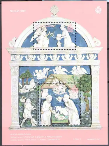 2019 San Marino Foglietto Natale - Souvenir Sheet Christmas - MNH **