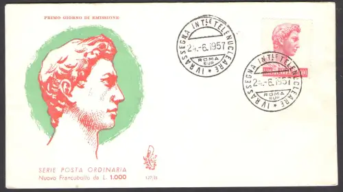 1957 REPUBLIK, VENETIEN # 127/de San Giorgio Lire 1.000 NICHT GEREIST