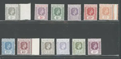 1938-49 MAURITIUS, Stanley Gibbons Nr. 252/63a - Komplette Serie - postfrisch**