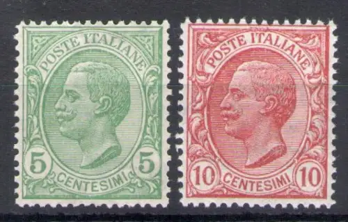 1906 Italien - Königreich, Nr. 81/82 - 15 Cent grün - 10 Cent rosa, gute Zentrierung - postfrisch**
