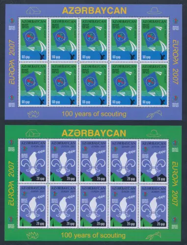 2007 EUROPA CEPT, Aserbaidschan, 2 Kleinbögen à 10er, Scout, postfrisch **