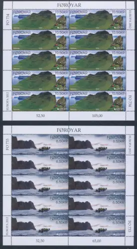 2012 EUROPA CEPT, Färöer, 2 Miniblätter von 10 Serien, Tourismus, postfrisch **