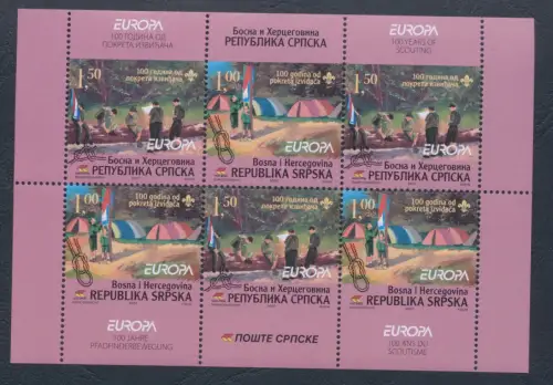 2007 EUROPA CEPT, Bosnien Serba, Blatt - Souvenir Sheet, 100 Jahre Pfadfinderei, postfrisch **