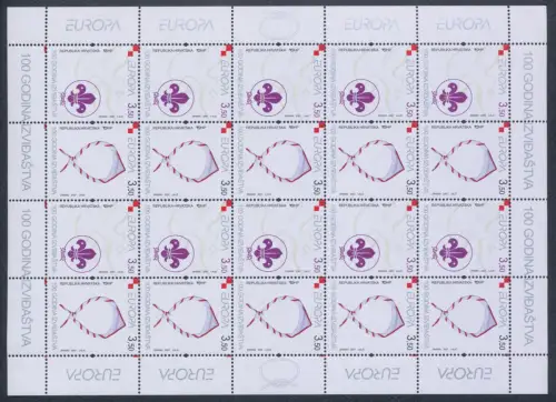 2007 EUROPA CEPT, Kroatien, 1 Kleinbogen mit 10 Paaren, 100 Jahre Pfadfinderschaft, postfrisch**