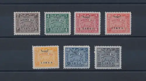 1951 LIBYEN Ausgabe für die CIRENAIKA, Steuern Nr. 1-7 - MNH **