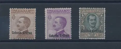 1916 ERITREA, Michetti überdruckt, Nr. 38/40, 3 Val, gute/sehr gute Zentrierung, postfrisch**