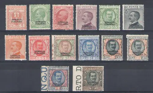 1926-30 SOMALIA - Briefmarken Italiens überdruckt Somalia Italiana, Nr. 92/104, 14 Werte, neuer Vollgummi und Original, postfrisch**