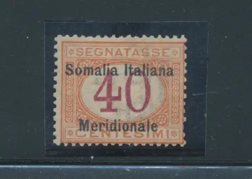 1906 SOMALIA, Steuermarken, 40 Cent karminorange, Nr. 5, postfrisch** - Signiert Sorani