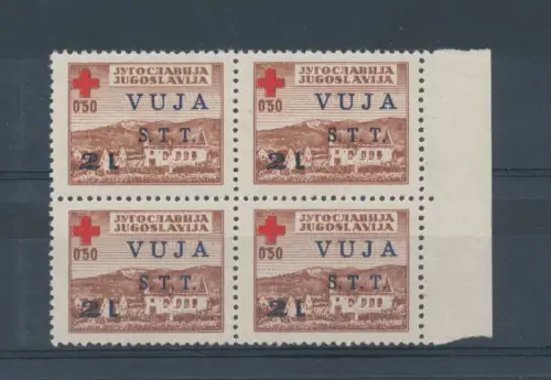 1948 TRIEST B, Nr. 4 - Pro Rotes Kreuz, 1 Wert, Quartina, postfrisch **