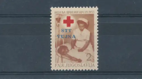 1953 TRIEST B, Nr. 93a - Pro Rotes Kreuz - Doppelkreuzdruck, postfrisch** - Signatur Enzo Diena 