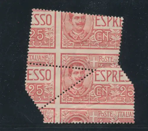 1903 Königreich Italien, Espresso, Nr. 1, 25 Cent rot, sehr seltene und nicht gelistete Sorte!!!!